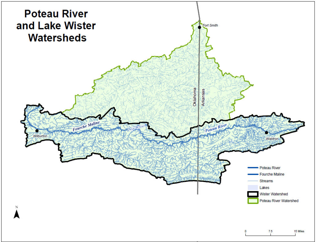 Poteau and Wister watersheds map
